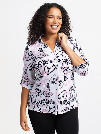 3/4-sleeve blouse with buttons
