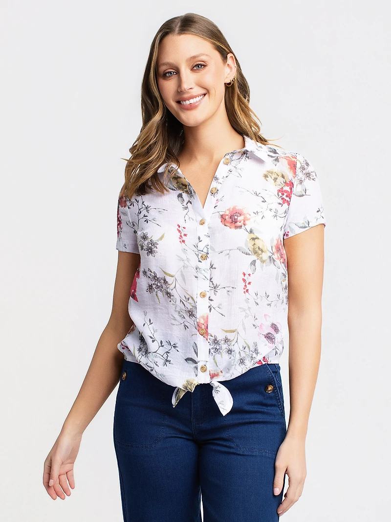Blouse à manches courtes avec boutons