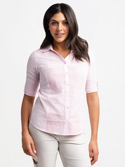 3/4 sleeve blouse with buttons