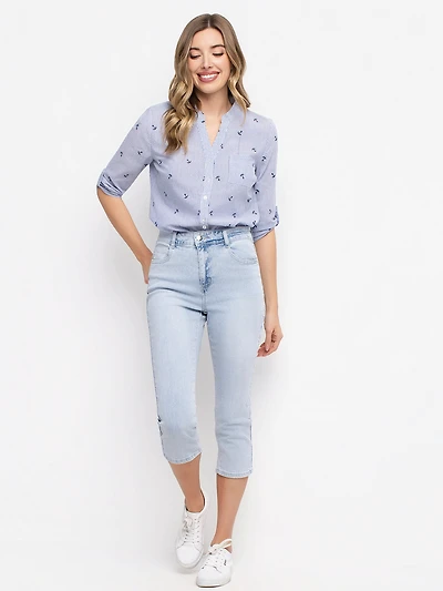 Narrow-leg denim capri