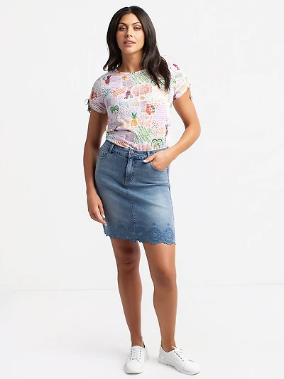Jupe midi droite en denim