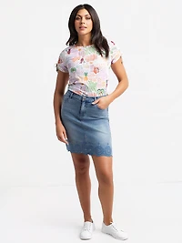 Jupe midi droite en denim