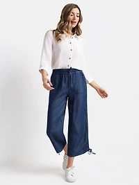 Wide-leg gaucho pull-on pant