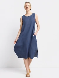 Robe sans manches en lin avec poches