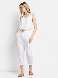 Pantalon en lin avec ceinture nouée