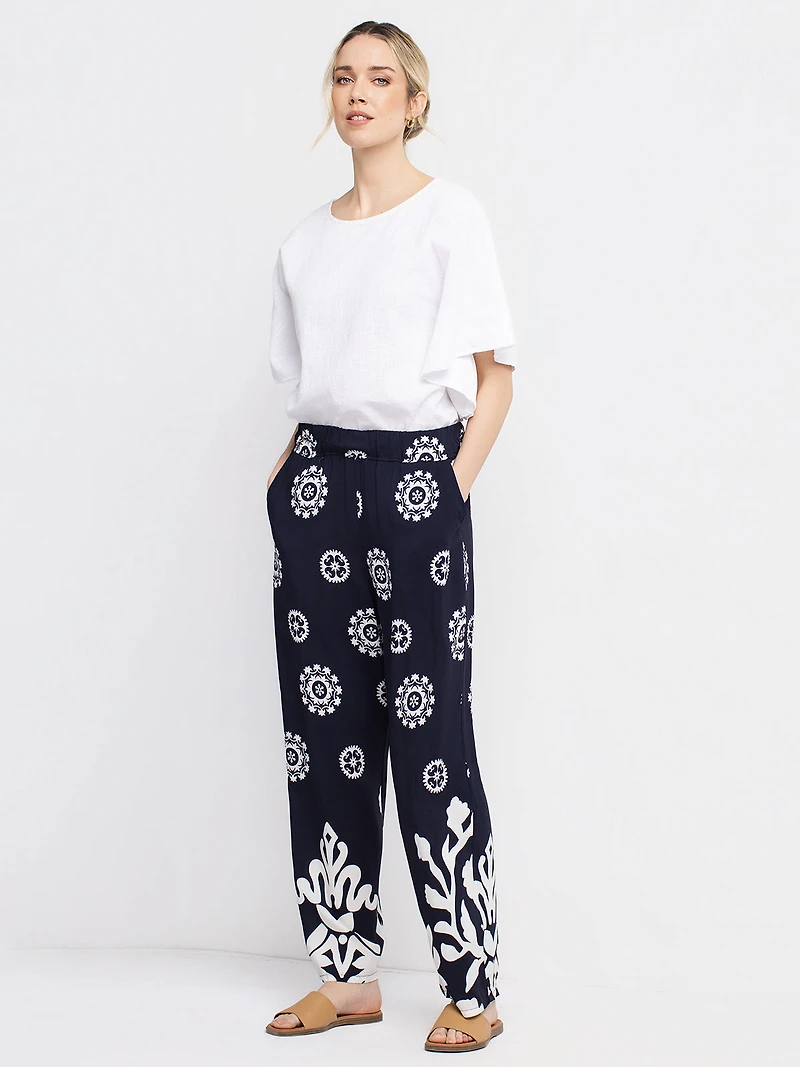 Pantalon large imprimé motif floral
