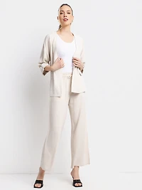 Pantalon large en lin à taille élastique