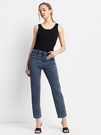 7/8 pull-on denim pants