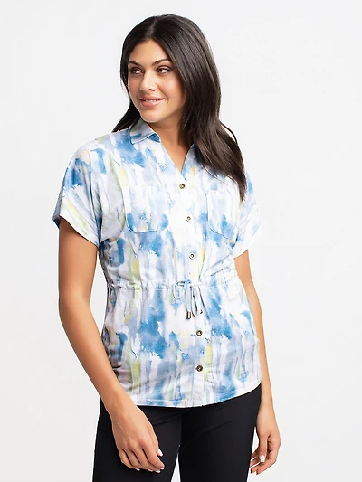 Tunique ample à manches courtes avec boutons