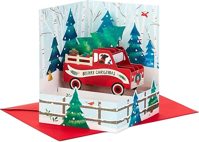 Hallmark Paper Wonder Displayable Pop Up Christmas Card (Red Truck)
