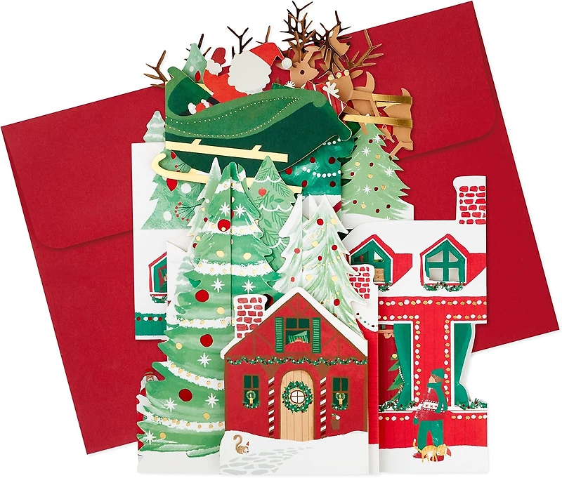 Hallmark Paper Wonder Pop Up Jumbo Christmas Card Holiday Tabletop Decor (Accordion Fold Christmas Village)