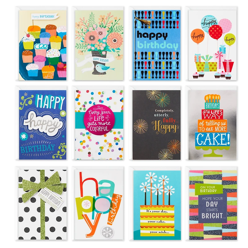 Hallmark Assorted Birthday Greeting Cards (12 Cards and Envelopes)