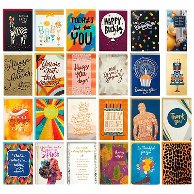 Hallmark Mahogany Pack of 24 Handmade Assorted Boxed Greeting Cards—Birthday Cards, Baby Shower Cards, Wedding Cards, Sympathy Cards, Thinking of You Cards, Thank You Cards
