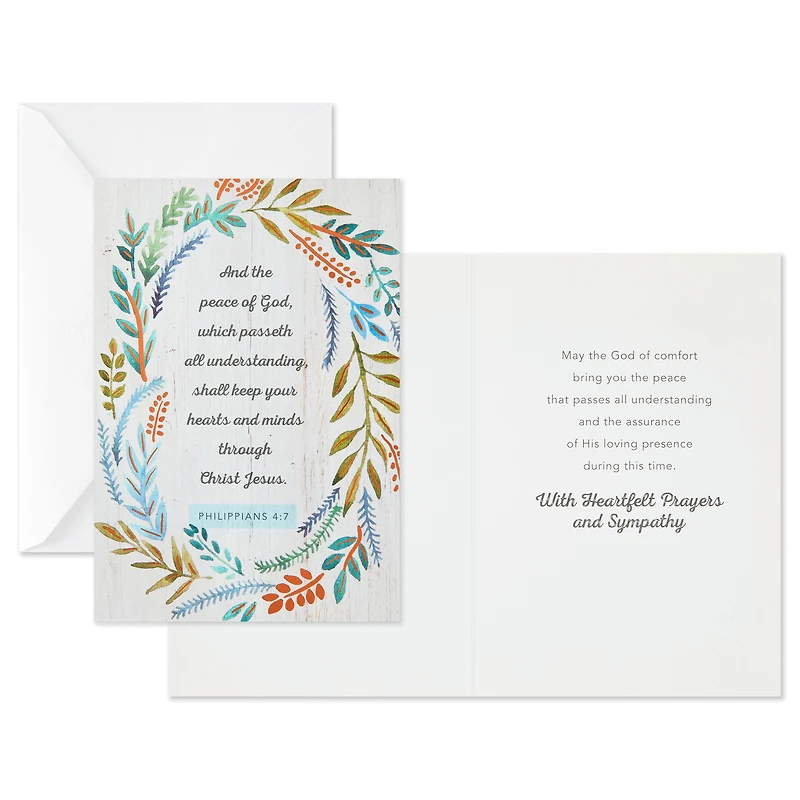 DaySpring Assorted Religious Sympathy Cards, Floral Wreaths (12 Cards with Envelopes)