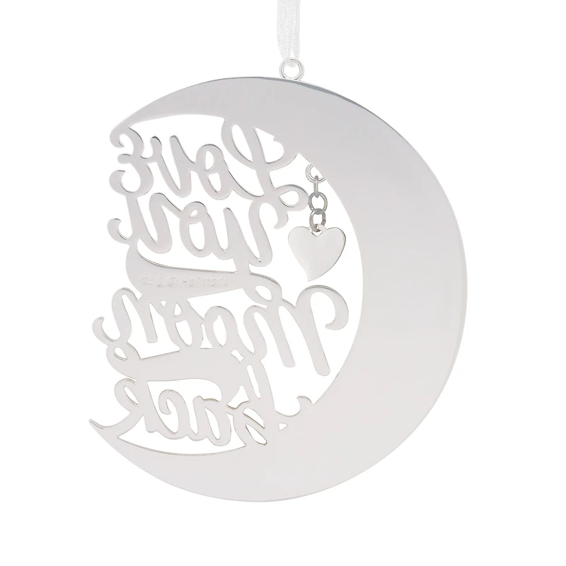 Love You to the Moon and Back Christmas Ornament, Premium Metal