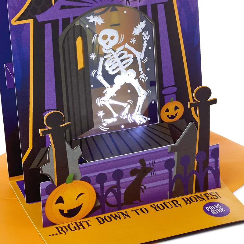 Musical Halloween Card for Kids (Displayable Haunted House with Light Up Skeleton)
