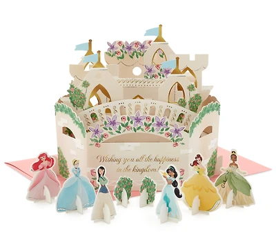 Hallmark Paper Wonder Pop Up Disney Princess Birthday Card for Kids (Castle Scene with Paper Princess Figures)