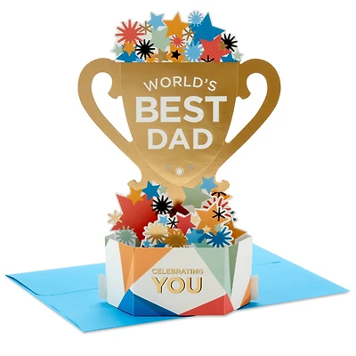 Hallmark Paper Wonder Displayable Pop Up Fathers Day Card, Birthday Card (World's Best Dad Trophy)