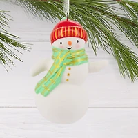 Festive Snowman Christmas Ornament, Ceramic