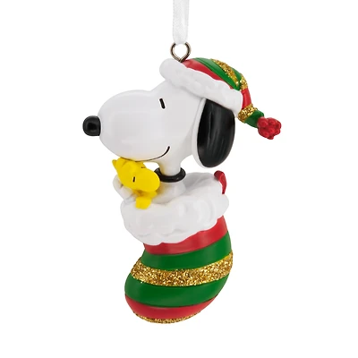 Hallmark Christmas Ornament (Peanuts Snoopy and Woodstock in Stocking)