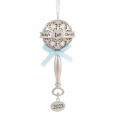 Hallmark Christmas Ornament (Baby's First Christmas Silver Rattle With Ribbon 2025