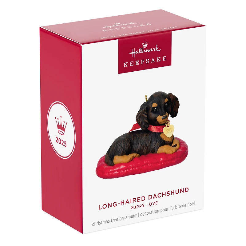 Hallmark Keepsake Christmas Ornament (Puppy Love Long-Haired Dachshund 2025)