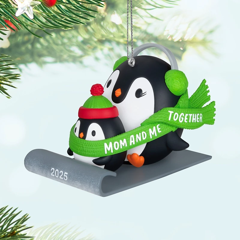 Hallmark Keepsake Christmas Ornament (Mom & Me Penguins Sledding 2025)