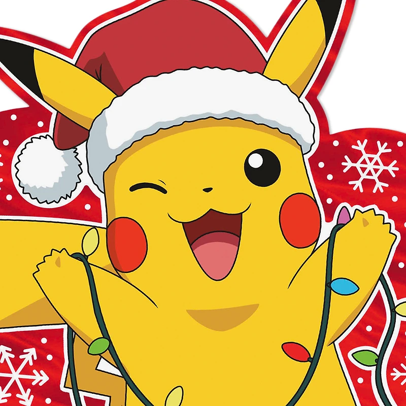 Hallmark Pack of Pokémon Christmas Cards, Pikachu Christmas Lights (4 Holiday Cards with Envelopes)
