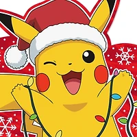 Hallmark Pack of Pokémon Christmas Cards, Pikachu Christmas Lights (4 Holiday Cards with Envelopes)