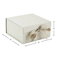 Hallmark Foldable Gift Box Bundle (2 Matching Boxes with Ribbon: Pearl White) for Weddings, Bridesmaids Gifts, Bridal Showers, Graduations
