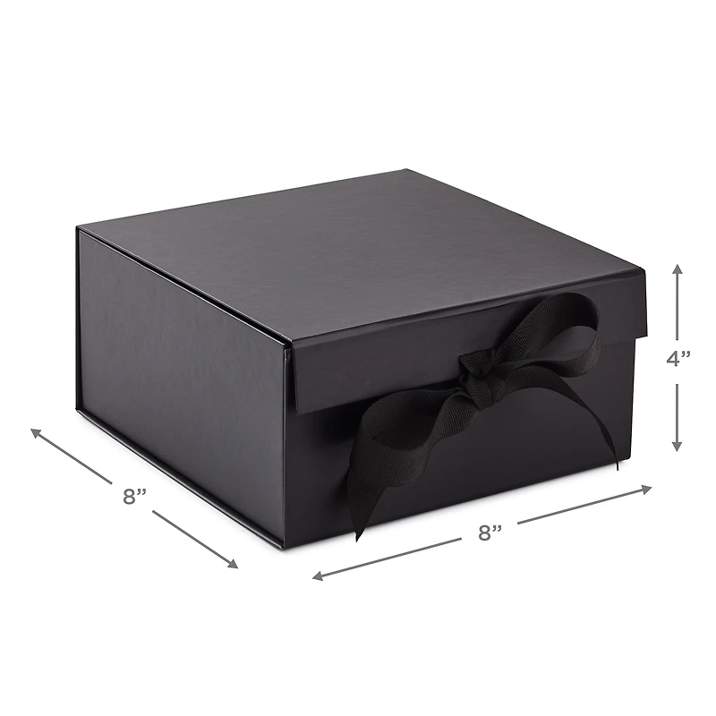 Hallmark Foldable Gift Box Bundle (2 Matching Boxes with Ribbon: Solid Black) for Weddings, Groomsmen Gifts, Engagements, Graduations