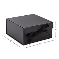 Hallmark Foldable Gift Box Bundle (2 Matching Boxes with Ribbon: Solid Black) for Weddings, Groomsmen Gifts, Engagements, Graduations