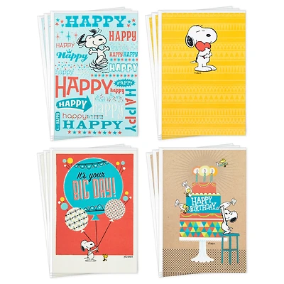 Peanuts Birthday Cards Assortment, Snoopy Designs (12 Cards with Envelopes)