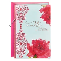 Birthday Card for Wife (Roses with Pattern)