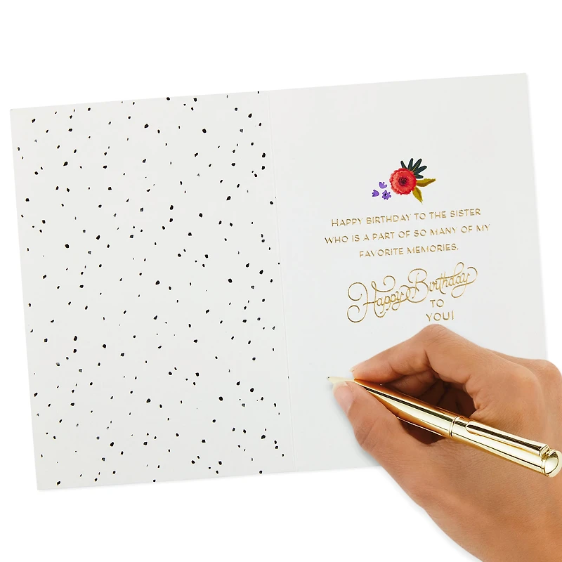 Signature Birthday Card for Sister (Elegant Cake)