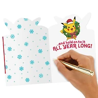 Hallmark Pack of Pokémon Christmas Cards, Pikachu Christmas Lights (4 Holiday Cards with Envelopes)