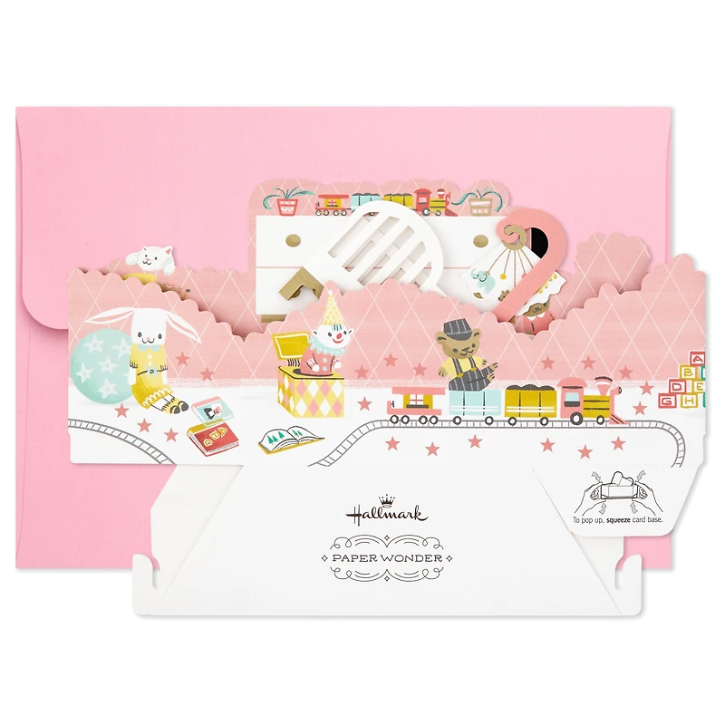 Paper Wonder Pop Up Baby Shower Card for Baby Girl (Nursery)