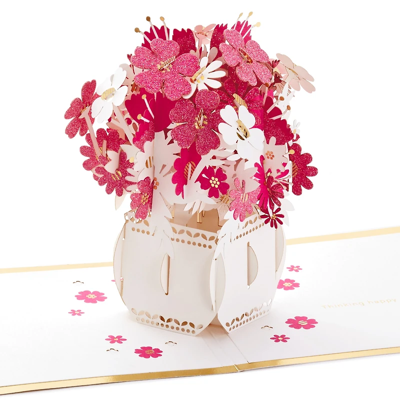 Happy Thoughts Flower Bouquet 3D Pop Up Thinking of You Card