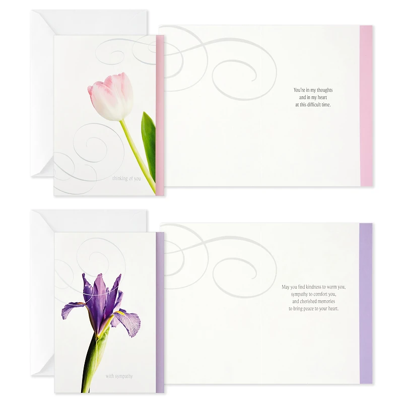 Assorted Sympathy Cards (Flowers, 12 Cards and Envelopes)