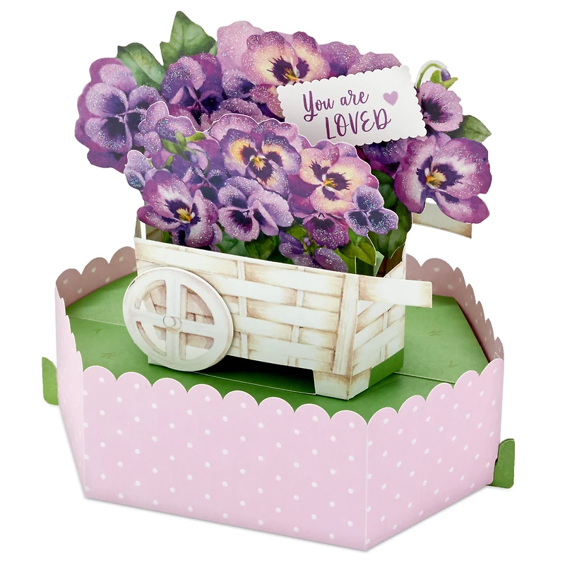 Paper Wonder Pop Up Birthday Card for Women (Cart of Pansies)