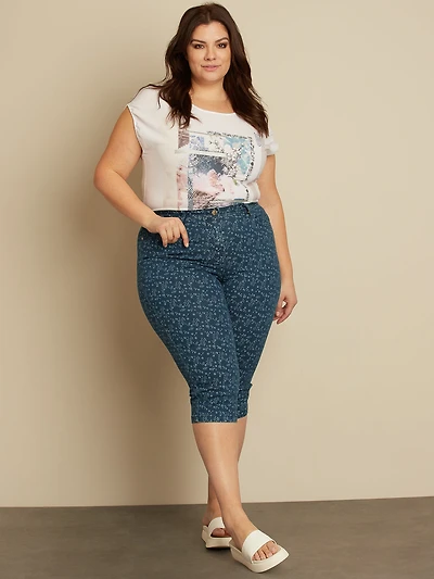 Capri droit en denim à enfiler