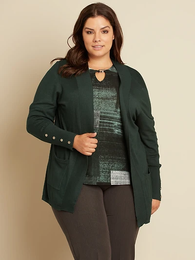 Cardigan en tricot ouvert ample à manches longues