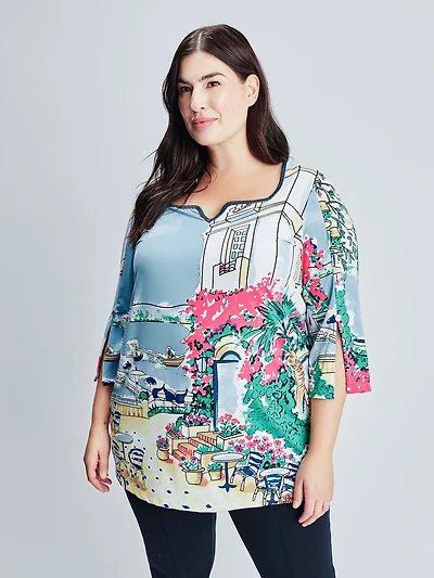 3/4-sleeve semi-fitted tunic