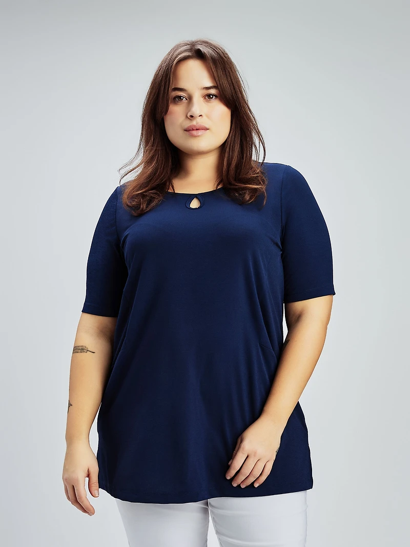Short-sleeve flared tunic
