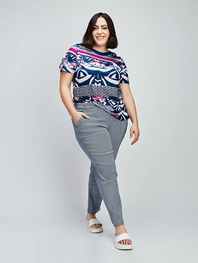 Short-sleeve semi-fitted tunic