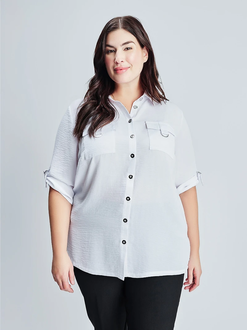 Blouse à manches 3/4 avec boutons