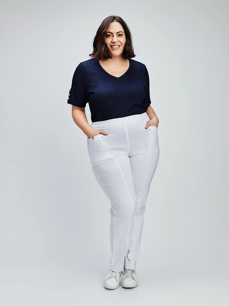 Pantalon droit semi-ajusté à enfiler - Petite