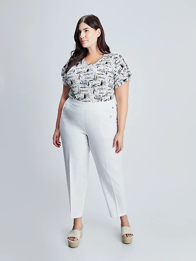Pantalon habillé droit à enfiler - Petite