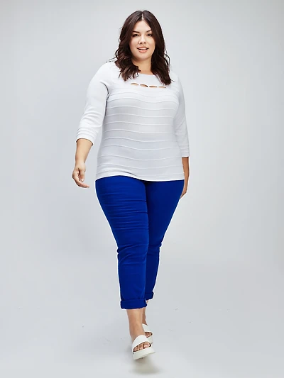 Narrow semi-fitted pull-on jean