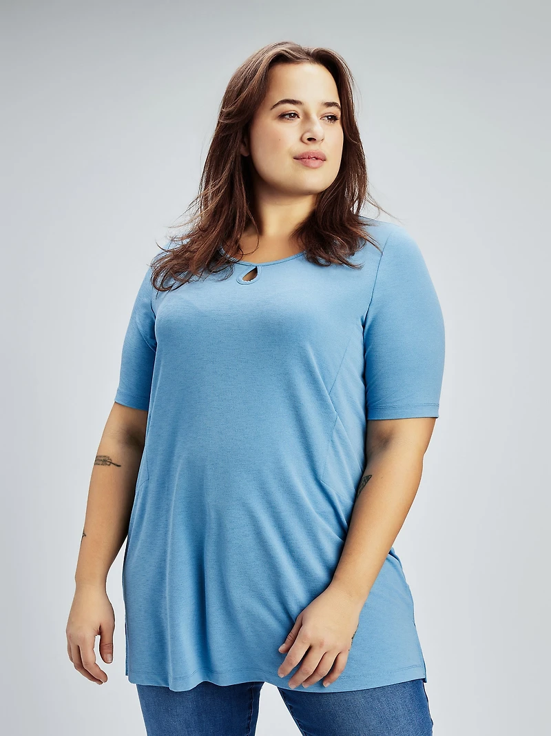 Tunique évasée à manches courtes